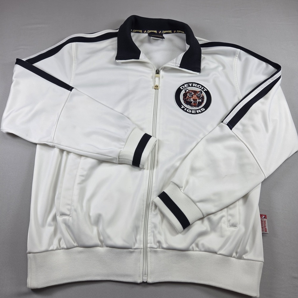 Majestic Detroit Tigers Cooperstown Collection Therma Base Jacket Mens M White